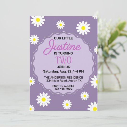 Invitation Joli Daisy Imprimer Anniversaire (Debout devant)