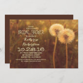 Invitation joli dandelion fleurs rustique douche nuptiale (Devant / Derrière)