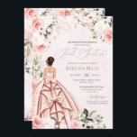 Invitation Joli dans rose Blush Rose Sweet sixteen Anniversai<br><div class="desc">Design élégant et luxueux,  avec des roses douces et blanches,  des accents dorés et une belle poupée dans une robe luxueuse et fleurie. Tout le texte est entièrement personnalisable.</div>