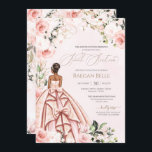Invitation Joli dans rose Blush Rose Sweet sixteen Anniversai<br><div class="desc">Design élégant et luxueux,  avec des roses douces et blanches,  des accents dorés et une belle poupée dans une robe luxueuse et fleurie. Tout le texte est entièrement personnalisable.</div>