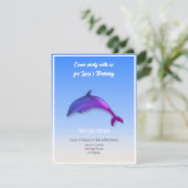 Invitation Joli dauphin violet - fête d'anniversaire (Debout devant)