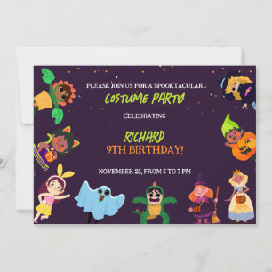 Invitation Joli déguisement d'Halloween Fête d'anniversaire m