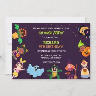Invitation Joli déguisement d'Halloween Fête d'anniversaire m