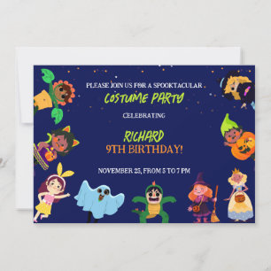 Invitation Joli Déguisement d'Halloween Fête d'Anniversaire M