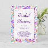 Invitation Joli design paisley coloré blanc (Debout devant)