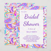 Invitation Joli design paisley coloré blanc (Devant / Derrière)