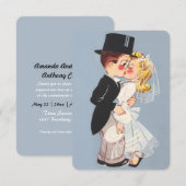 Invitation Joli dessin animé couple mariage (Devant / Derrière)