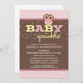 Invitation Joli dessin Chouette rose Bébé Saupoudrer Invitati (Devant / Derrière)