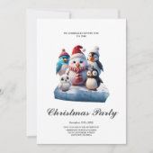 Invitation Joli dessin de style pingouins amis. (Devant)