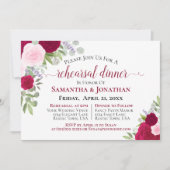 Invitation Joli Dîner de répétition Mariage de roses rose Mag (Devant)