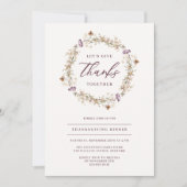 Invitation Joli dîner de Thanksgiving de Wreath Fleur sauvage (Devant)