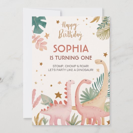 Invitation Joli Dino Rose (Devant)