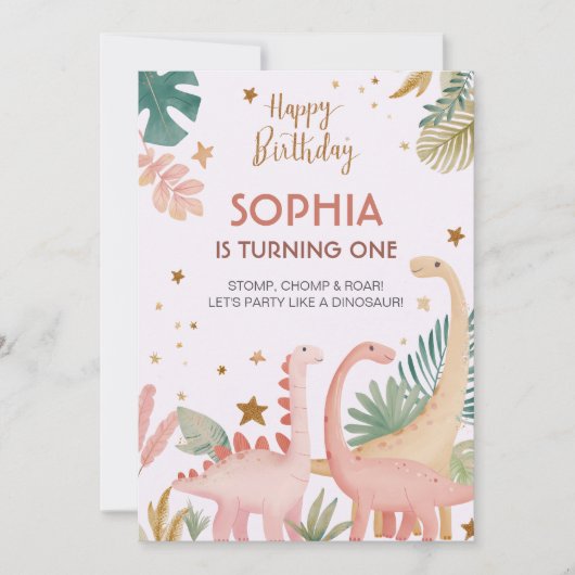 Invitation Joli Dino Rose (Devant)