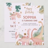 Invitation Joli Dino Rose (Devant / Derrière)