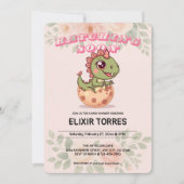 Invitation Joli Dino Rose Qui Éclos Bientôt (Devant)