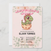 Invitation Joli Dino Rose Qui Éclos Bientôt (Devant)