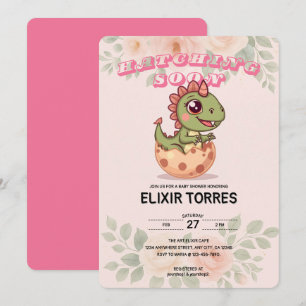 Invitation Joli Dino Rose Qui Éclot Bientôt