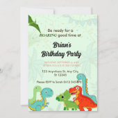 Invitation joli dinosaure de jungle garçon anniversaire (Devant)