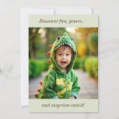 Invitation joli dinosaure de jungle garçon anniversaire (Dos)