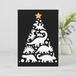 Invitation Joli dinosaure sapin de Noël drôle de dinosaure va