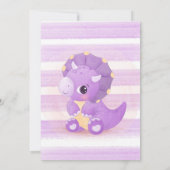 Invitation Joli Dinosaure violet Florals Baby shower fille (Dos)