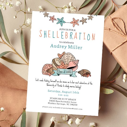 Invitation Joli Diplômé de plage Partir à la fête d'adieu