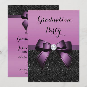 Invitation Joli diplôme de ruban de gemme violette et paillet