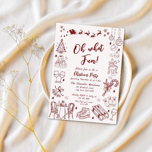 Invitation Joli doodé de fête de Noël