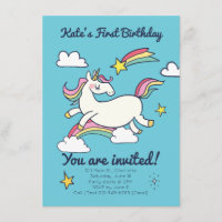 Joli Doodle Anniversaire Rainbow Unicorn et étoile