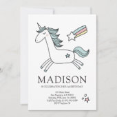 Invitation Joli Doodle Unicorn Étoiles Anniversaire Invitatio (Devant)