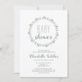 Invitation Joli Dusty Blue Pastel Lavendar Baby shower (Devant)