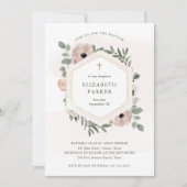 Invitation Joli Dusty Peach Flowers et Baptême de verdure (Devant)