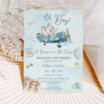 Invitation Joli éléphant Avion Aventure Oh Baby shower garçon<br><div class="desc">Personnalisez cette invitation de baby shower fantaisiste facilement et rapidement. Cliquez simplement sur le bouton customiser pour modifier les textes, modifier les polices et les couleurs des polices. Doté d'un mignon petit éléphant à bord d'un avion bleu et d'un titre "oh garçon !". Objets correspondants disponibles en magasin. c) Somerset...</div>