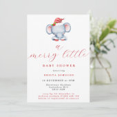 Invitation Joli éléphant de Noël Joyeux petit Baby shower (Debout devant)