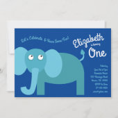 Invitation Joli Elephant Enfants 1er anniversaire fêtes Invit (Devant)