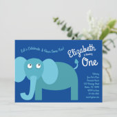 Invitation Joli Elephant Enfants 1er anniversaire fêtes Invit (Debout devant)