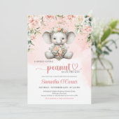 Invitation Joli éléphant fille avec bouquet de fleurs rousses (Debout devant)