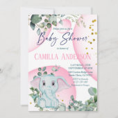 Invitation Joli éléphant Safari Jungle Wild Bubbles roses (Devant)