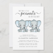 Invitation Joli Elephant Twin Boys Baby shower Par Mail (Devant)
