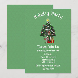 Invitation Joli Elf Tree présent Noël