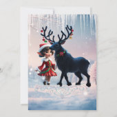 Invitation Joli elfe de Noël et rennes foncés. (Dos)