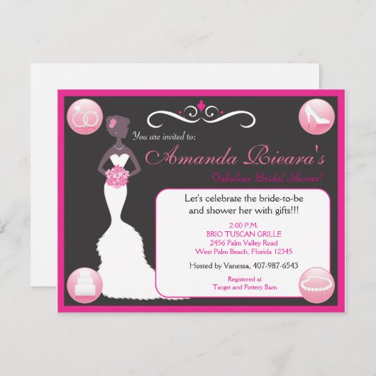 Invitation Joli En Rose (Devant / Derrière)