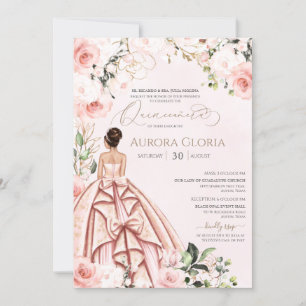 Invitation Joli en rose belle Rose Gown Quinceañera