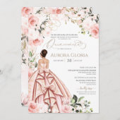 Invitation Joli en rose belle Rose Gown Quinceañera Inv (Devant / Derrière)