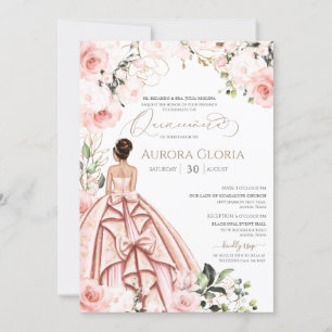 Invitation Joli en rose belle Rose Gown Quinceañera Inv