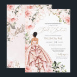 Invitation Joli en rose Blush Gown Rose Sweet 16 Anniversaire<br><div class="desc">Design élégant et luxueux,  avec des roses douces et blanches,  des accents dorés et une belle poupée dans une robe luxueuse et fleurie. Tout le texte est entièrement personnalisable.</div>