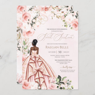 Invitation Joli en rose Blush Rose beau Gown Sweet 16