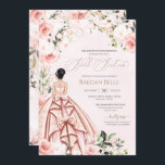 Invitation Joli en rose Blush Rose doux 16 Anniversaire<br><div class="desc">Design élégant et luxueux,  avec des roses douces et blanches,  des accents dorés et une belle poupée dans une robe luxueuse et fleurie. Tout le texte est entièrement personnalisable.</div>