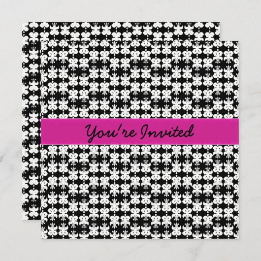 Invitation Joli en rose et noir (Devant / Derrière)