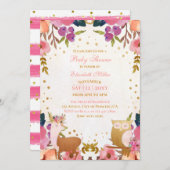 Invitation Joli Enchanted Forêt Animaux Bébé Fille Douche (Devant / Derrière)